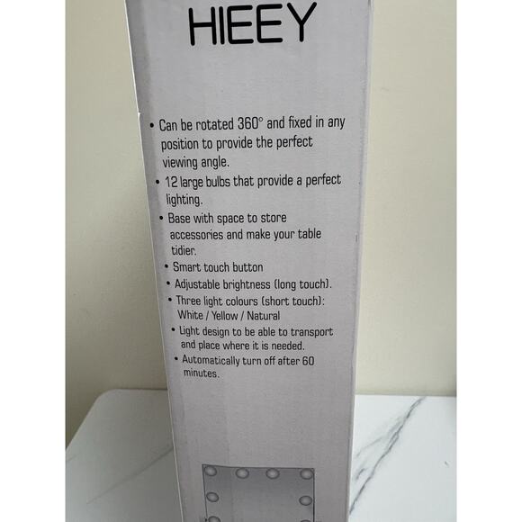 Hieey LED Lighted Makeup Vanity Mirror 12 Bulbs Touch Control 3 Light Modes - Picture 2 of 3